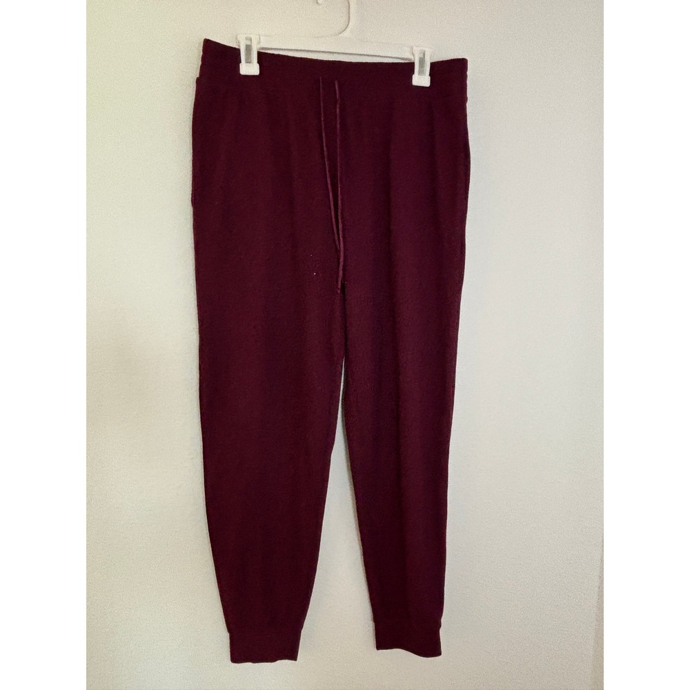 Victoria's Secret Waffle Knit Jogger Pants Burgundy Maroon Large Lounge Sleep